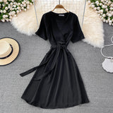 Simple V Neck Short Dress Fashion Dress HZ1023