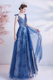 Elegant tulle sequins long A line prom dress evening dress HZ1023