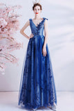 Elegant tulle sequins long A line prom dress evening dress HZ1023