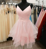 Pink tulle short prom dress homecoming dress HZ1023