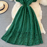 Cute V Neck Lace A Line Dress Fashion Dress HZ1023