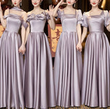 Purple Elegant Fashion Long Satin Ball Gown Evening Dress Party Dress Bridesmaid Dresses Prom Dress HZ1023