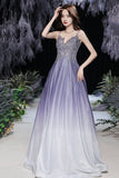 Stylish v neck lace long prom dress evening dress HZ1023