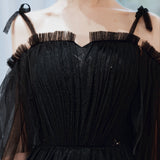 Black tulle long prom dress formal dress HZ1023