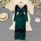 Sexy V Neck Long Sleeve Dress HZ1023