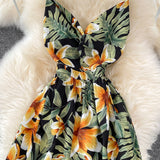 Cute V Neck Floral Dress With Bow Fashion Dress HZ1023