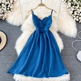 Fashion V-neck sleeveless backless suspender dress HZ1023