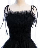 Black tulle long prom gown evening dress HZ1023