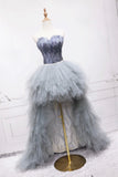 Unique tulle high low prom dress A line evening dress HZ1023