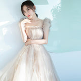 Cute tulle A line prom dress evening dress HZ1023