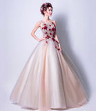 Elegant tulle applique long A line prom dress evening dress HZ1023