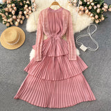 A Line Chiffon Lace Long Sleeve Dress Fashion Dress HZ1023
