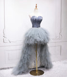 Unique tulle high low prom dress A line evening dress HZ1023