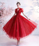 Red tulle short prom dress red homecoming dress HZ1023