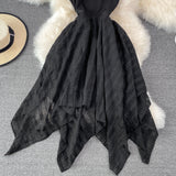 Black Irregular Backless Dress A Line Fashion Dress HZ1023