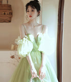 Green tulle short prom dress cocktail dress HZ1023