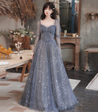 Gray tulle short prom dress gray evening dress HZ1023