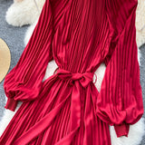 Simple Chiffon Long Sleeve Dress A Line Fashion Dress HZ1023