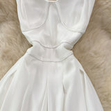 White Chiffon A Line Short Dress Fashion Dress HZ1023