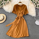 Simple V Neck Short Dress Fashion Dress HZ1023