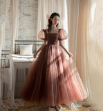 Cute tulle A line prom dress cute evening dress HZ1023