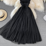 Black Tulle Off Shoulder Dress Fashion Girl Dress HZ1023