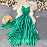 Cute A Line Irregular Dress Green Fashion Dress HZ1023