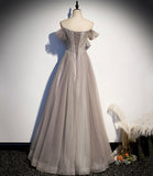 Elegant tulle lace long prom dress A line evening gown HZ1023