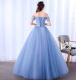 A line tulle applique long prom dress evening dress HZ1023