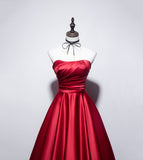 Simple satin long prom dress A line evening dress HZ1023