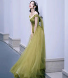 Cute tulle long prom dress A line evening gown HZ1023
