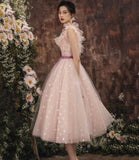 Pink tulle short prom dress A line homecoming dress HZ1023