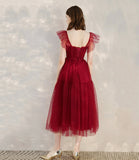 Red tulle short A line prom dress cocktail dress HZ1023