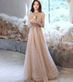 Elegant tulle beads long prom dress evening dress HZ1023