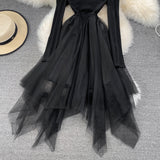 Black Irregular Long Sleeve Off Shoulder Dress Fashion Dress HZ1023