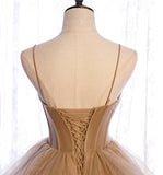 Cute tulle long A line prom dress A line evening gown HZ1023