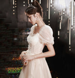 White tulle sequins long prom dress A line evening gown HZ1023