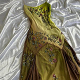 Green fashion gradient exquisite beaded long chiffon prom dress, evening dress, party dress HZ1023