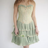 Green pink sweet spaghetti strap layered short lace tulle homecoming dress prom dress evening dress birthday party dress HZ1023