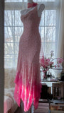Pink Gradient Luxury Gorgeous Retro Fashion Exquisite Beaded Long Chiffon Ball Dress Birthday Party Dress Evening Dress Prom Dress HZ1023