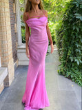 Pink Fashion Strap Long Tulle Prom Dress Evening Dress HZ1023