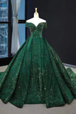Silver/Red/Green Shiny Gorgeous Sequined Long Prom Dress Evening Dress Off Shoulder Adult Ceremony Dress HZ1023