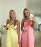 Yellow/Pink Strapless Elegant Simple Long Ball Gown Evening Gown Bridesmaid Dress HZ1023