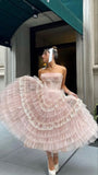 Pink Sweet Cute Floral Lace Long Tulle Prom Dress Evening Dress Party Dress Homecoming Dress HZ1023