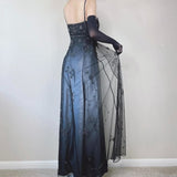 Blue/Grey Delicate Beaded Long Tulle Elegant Ball Gown Evening Dress Formal Birthday Party Dress Prom Dress HZ1023