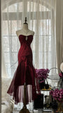 Burgundy Vintage Elegant Exquisite Gem Beaded Long Chiffon Evening Gown Sleeveless Ball Gown Birthday/Wedding Guest Party Dress HZ1023