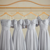 Silver Gray Elegant Fashion Long Satin Ball Gown Evening Dress Party Dress Bridesmaid Dresses Prom Dress HZ1023