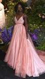 A line pink long prom drsss formal party dress HZ1023