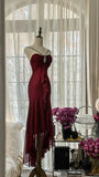 Burgundy Vintage Elegant Exquisite Gem Beaded Long Chiffon Evening Gown Sleeveless Ball Gown Birthday/Wedding Guest Party Dress HZ1023