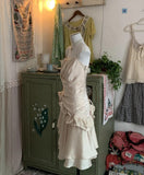 Stunning Champagne Sweet Cute Short Irregular Floral and Irregular Hem Chiffon Satin Homecoming Dress Evening Dress Birthday Party Dress Prom Dress Prom Dress HZ1023